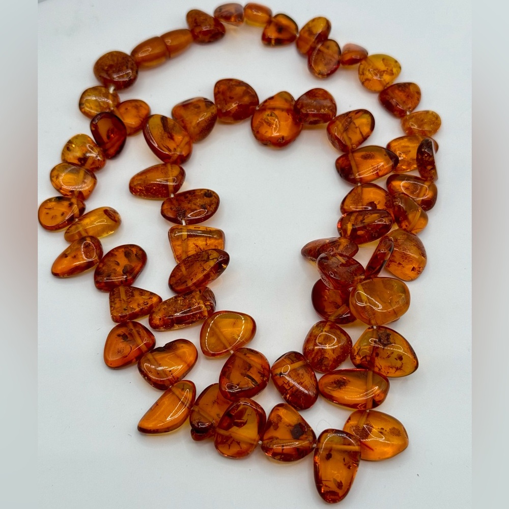 Genuine Baltic Amber Necklace with Amber Screw Clasp 24" Long - Picture 13 of 17